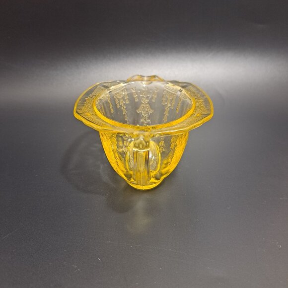 Anchor Hocking Princess Yellow Glass Creamer With Embossed Design Vintage - Picture 7 of 15